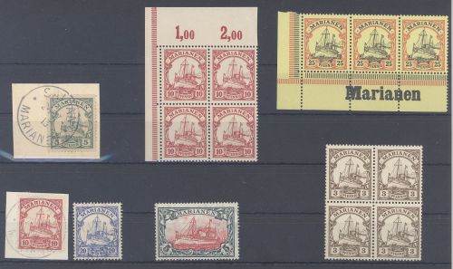 Dt. Kolonien Marianen, */**/gestempelter Posten auf Steckkarte