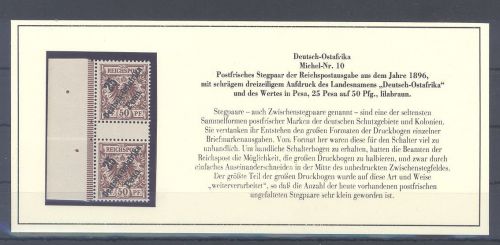 Dt. Kolonien Ostafrika Mi.Nr. 10, 25 Pesa als ** Zwischenstegpaar
