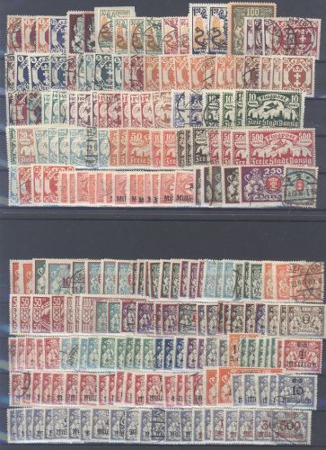 Danzig, enormer */gestempelter Posten auf 5 Steckkarten