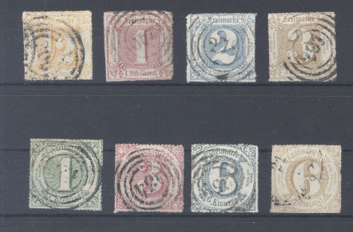 Thurn & Taxis Michel Nummer 37-44 gestempelt, 4 Werte geprüft