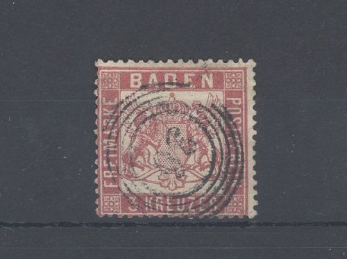 Baden Mi.Nr. 16, 3 Kreuzer Freimarke 1862 gestempelt