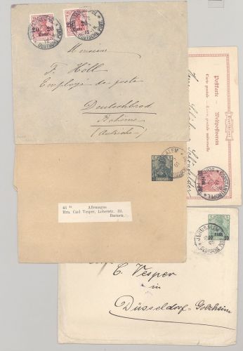 Deutsche Post Türkei, 4 verschiedene Belege als Posten