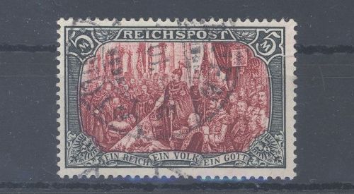 Dt. Reich Mi.Nr. 66 III, 5 Mark Reichspost 1900 gestempelt, geprüft BPP