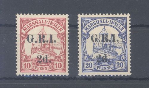 Dt. Kolonien Marshall Inseln Brit. Bes. Mi.Nr. 3 und 4 ungebraucht *