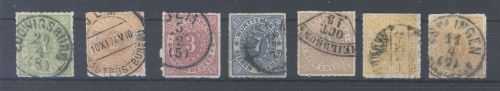 Württemberg Michel Nummer 36-41, Freimarken 1869 gestempelt