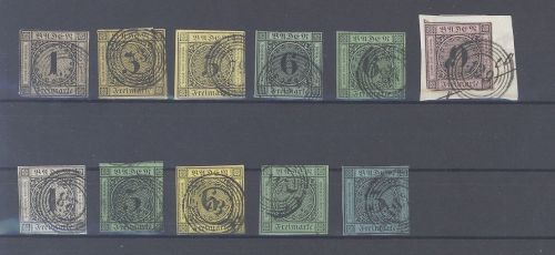 Baden Michel Nummer 1-8, Freimarken 1851-58 überkomplett gestempelt