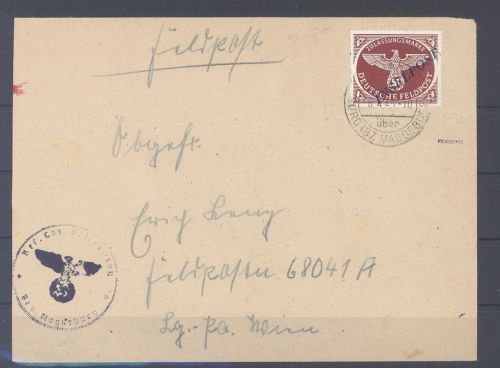 Dt. Feldpost Inselpost, Brief Mi.Nr. 10 Ab, Inselpost 1944 EF, FA BPP