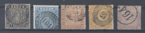 Baden Michel Nummer 9-12, Freimarken 1860 überkomplett gestempelt