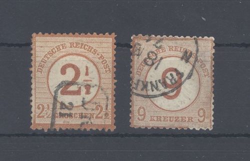 Dt. Reich Michel Nummer 29-30, Freimarken 1874 gestempelt