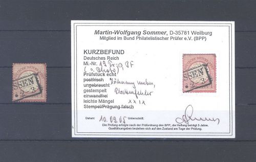 Dt. Reich Mi.Nr. 19, 1 Gr. Brustschild mit Plattenfehler, Befund BPP