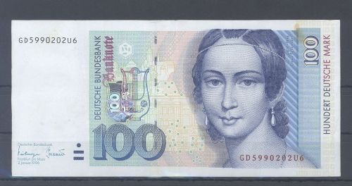 Deutschland, 100 DM Schein Clara Schumann