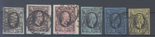 Sachsen Michel Nummer 3-6, Freimarken 1851 überkomplett gestempelt