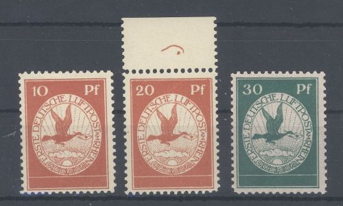 Dt. Reich Michel Nummer I-III, Flugpost 1912 **