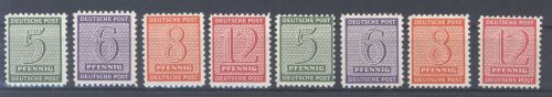SBZ Michel Nummer 120-23x+y, Freimarken mit Versuchszähnung **