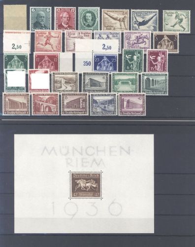 Dt. Reich Michel Nummer 603-42 Jahrgang 1936 weitgehend komplett **