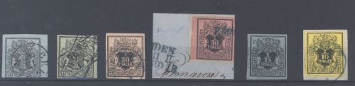 Hannover Michel Nummer 1-5, Freimarken 1850-51 gestempelt