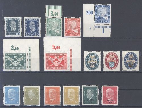 Dt. Reich, kleinerer ** Posten aus 1924-32 auf Steckkarte