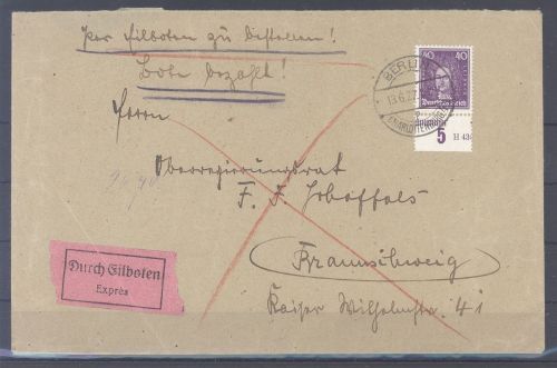 Dt. Reich, Eilboten - Brief mit Michel Nummer 395 mit Teil HAN
