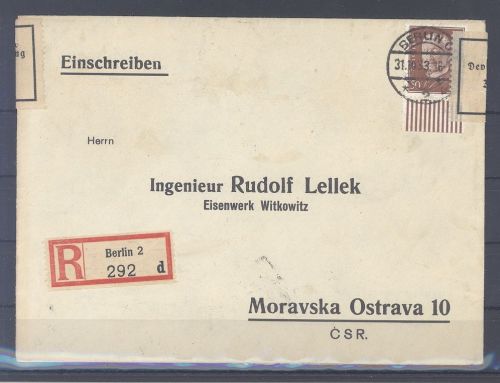 Dt. Reich, R - Brief mit Michel Nr. 420, 50 Pfg. 1928 Devisenzensur