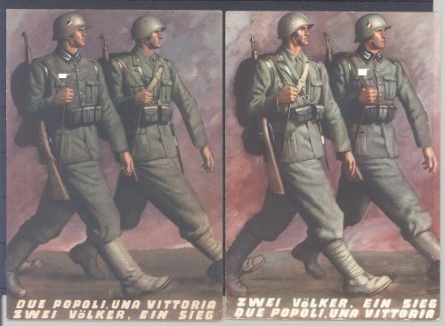 Dt. Reich, 2 Propaganda Karten Deutschland - Italien
