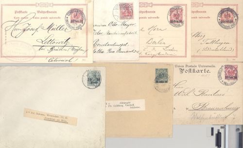 Deutsche Post Türkei, 7 gelaufene Belege als Posten