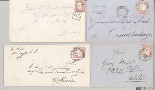 Dt. Reich, 4 verschiedene Brustschildbriefe als Posten, 2 Briefe gp. BPP