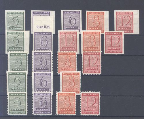 SBZ, ** Posten aus Michel Nummer 116-23 auf Steckkarte