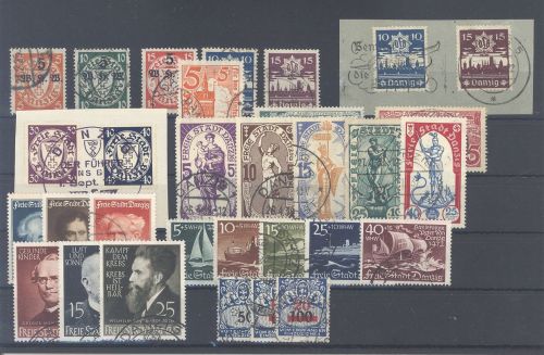 Danzig, gestempelter Posten aus 1924-38 auf Steckkarte