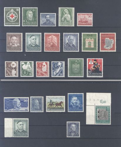 Bund, ** Posten besserer Werte, Sätze aus 1949-53 auf 2 Steckkarten