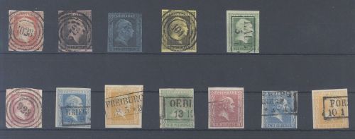 Preußen Michel Nummer 1-12, Freimarken 1850-60 gestempelt