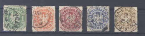 Preußen Michel Nummer 22-26, Freimarken 1867 gestempelt