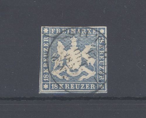 Württemberg Michel Nummer 10, 18 Kreuzer Freimarke 1857 gestempelt
