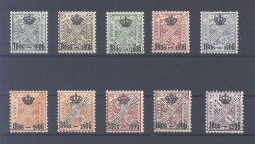 Württemberg Michel Nummer 217-26, Freimarken 1806 ungebraucht *