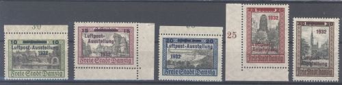 Danzig Michel Nummer 231-35, Luftpostausstellung 1932 **