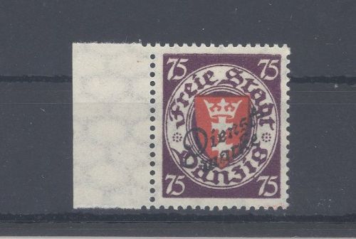 Danzig Dienst Michel Nummer 51, 75 Pfg. Freimarke 1924 ** Randwert