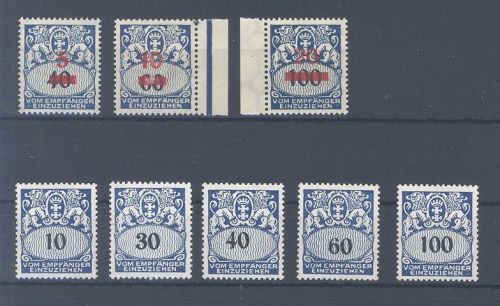 Danzig Porto Michel Nummer 40-42 und 43-47 aus 1932-38 **