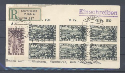 Saargebiet, Eilboten - Brief 1928 schöne Frankatur aus Saarbrücken