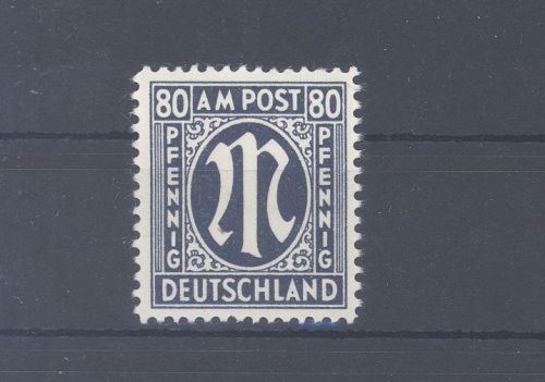 Bizone Michel Nummer 34 b Cz, 80 Pfg. AM Post 1945 **, geprüft BPP