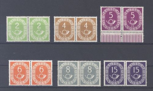 Bund, 6 verschiedene ** Posthorn Paare als Posten
