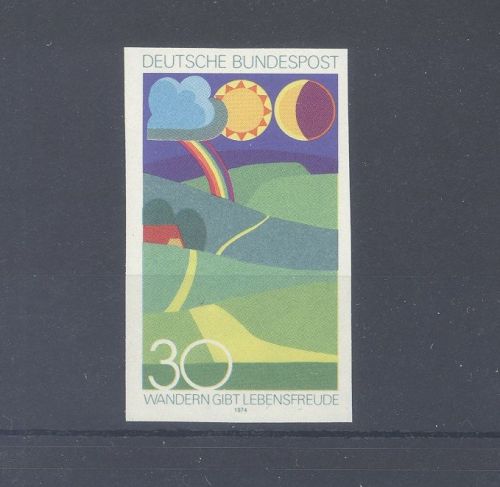 Bund Michel Nummer 808 U, 30 Pfg. Wandern 1974 ungezähnt **
