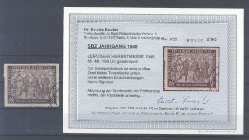 SBZ Mi.Nr. 198 Uo, 16 Pfg. Freimarke 1948 oben ungezähnt, Befund BPP