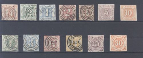 Thurn & Taxis Michel Nummer 13-25, 2. Ausgabe 1859-61 */gestempelt