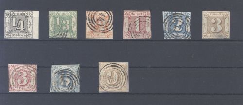 Thurn & Taxis Michel Nummer 26-34, 3. Ausgabe (*)-**-gestempelt