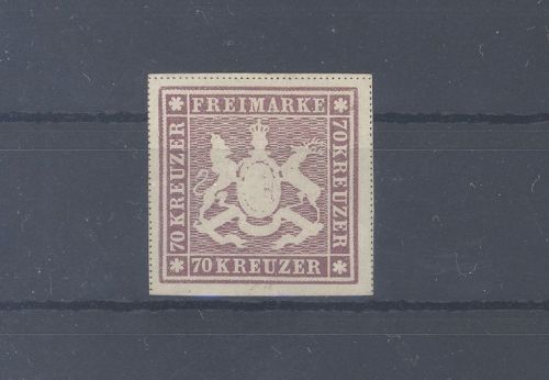 Württemberg Michel Nummer 42a, 70 Kreuzer ungebraucht (*), gp. BPP