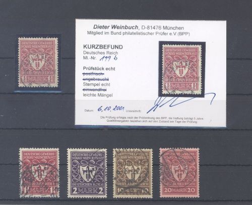 Dt. Reich, gestempelter Posten Farben Michel Nummer 199-204 gp. Infla - Befund