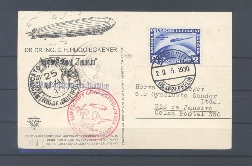 Dt. Reich, Zeppelinbrief Michel Nr. 438, 2 Mark Südamerikafahrt gp. BPP