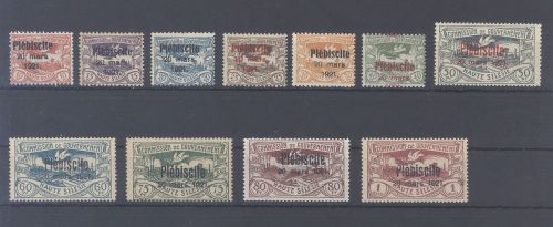 Dt. Abstimmung Oberschlesien Michel Nr. 30-40, Freimarken 1921 **