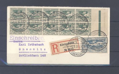 Dt. Abstimmung Oberschlesien, R - Brief schöne Frankatur Königshütte