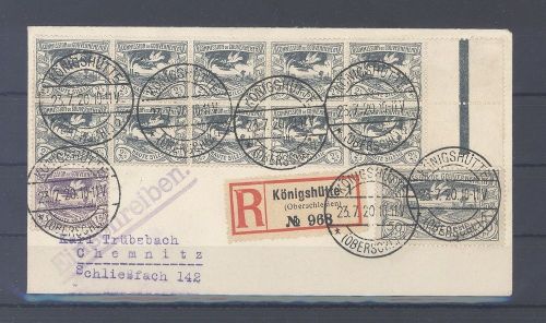 Dt. Abstimmung Oberschlesien, R - Brief schöne Frankatur Königshütte