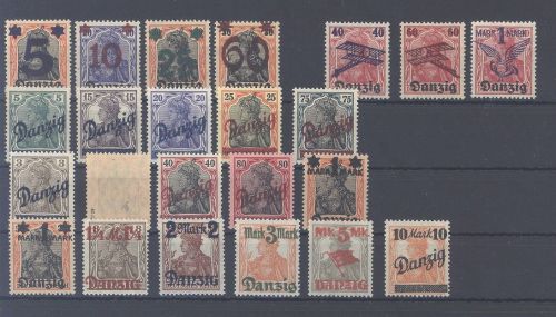 Danzig, ** Posten aus 1920-23 auf Steckkarte